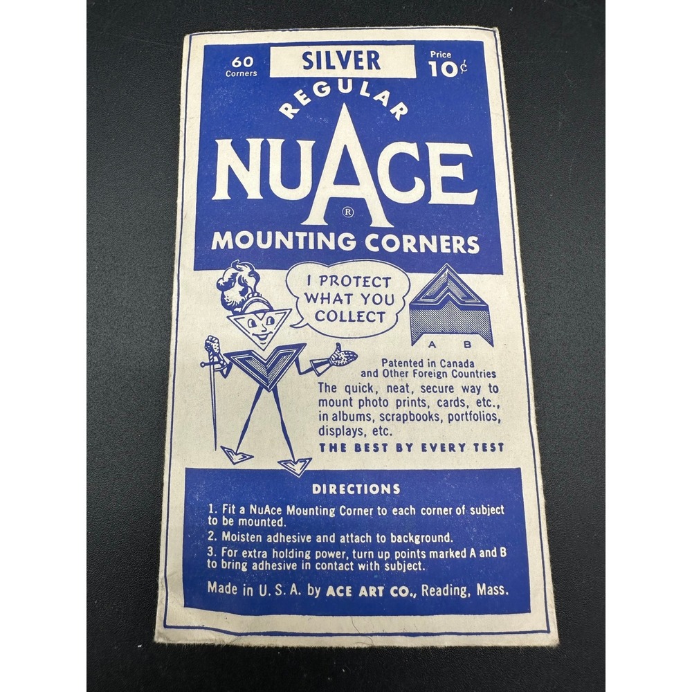 Vintage NuAce Regular Mounting‎ Corners Silver Ace Art Co Made in USA Retro 10c